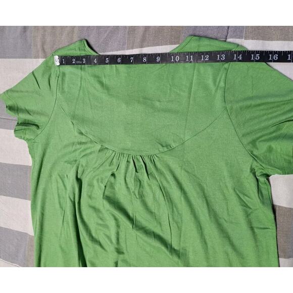 Women’s Short-sleeve Button-up Tunic Top T-Shirts Green– Size M - Picture 4 of 9